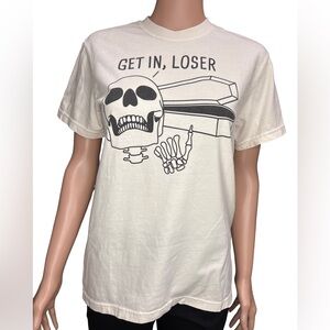 Comfort Colors Cream Color Get in Loser Graphic Cotton Tee Small